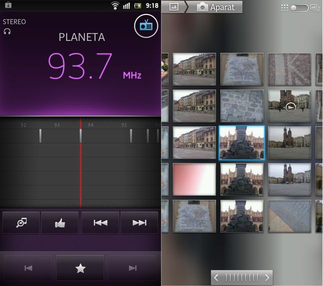Xperia S - radio FM i galeria
