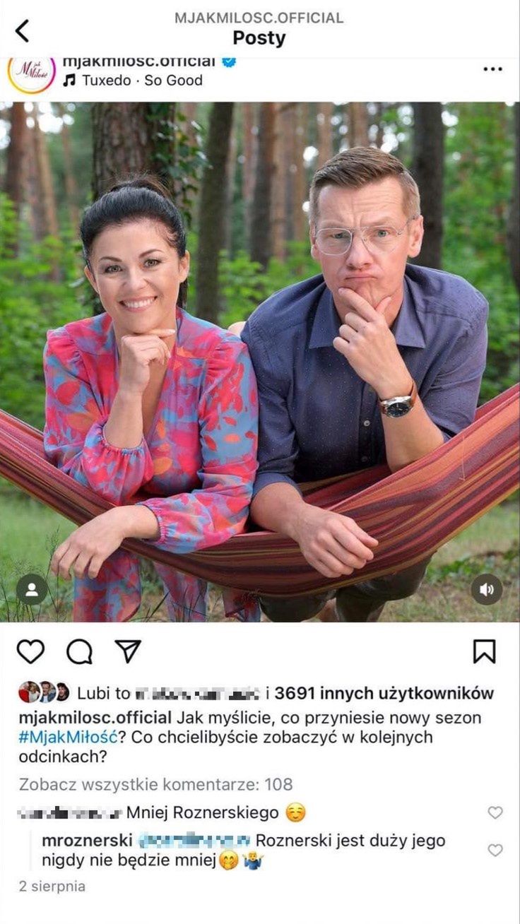 Mikołaj Roznerski zabrał głos pod postem na profilu "M jak miłość"
