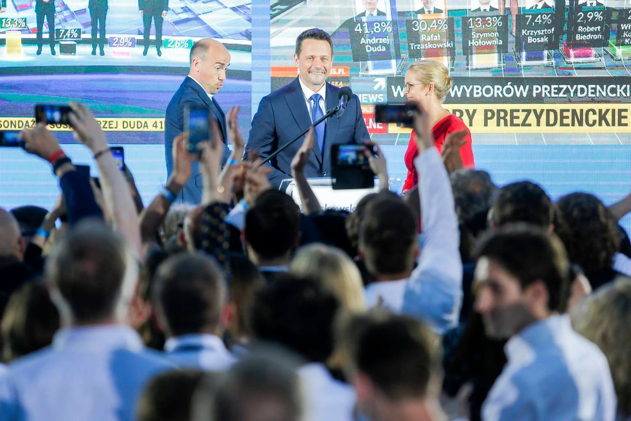 Rafał Trzaskowski podczas wiecu wyborczego