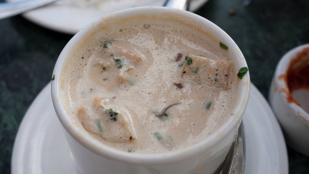 Gulasz z ostryg przygotowany z dodatkiem mleka 1:1