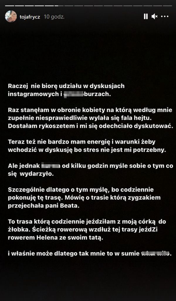 Emocjonalny wpis Olgi Frycz