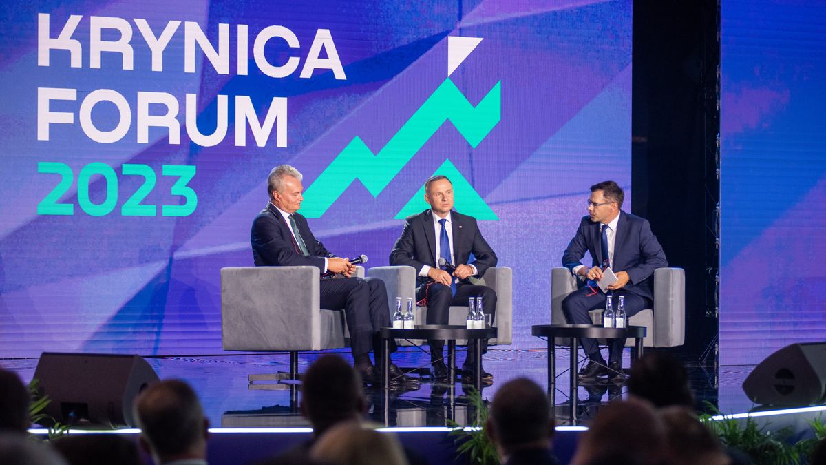 Prezydenci Polski i Litwy podczas Forum w Krynicy