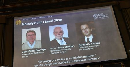 Nagroda Nobla z chemii przyznana. Laureatami: Jean-Pierre Sauvage, Sir J. Fraser Stoddart i Bernarde L. Feringa