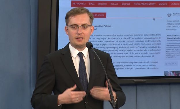 Prezes Ruchu Narodowego chce, by flagi unijne zniknęły z sali posiedzeń Sejmu. Kidawa-Błońska: to byłby skandal