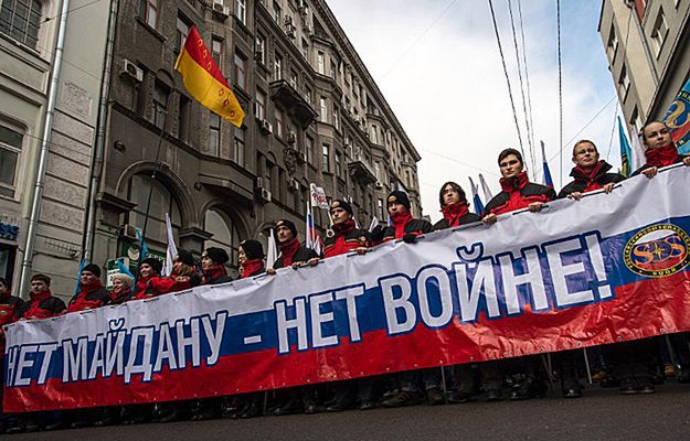 Proputinowska manifestacja w Moskwie w rocznicę kijowskiego Majdanu