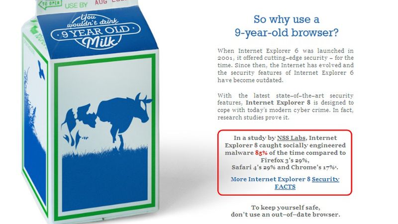 IE 6 to przeterminowane mleko - nowa kampania Microsoftu 1