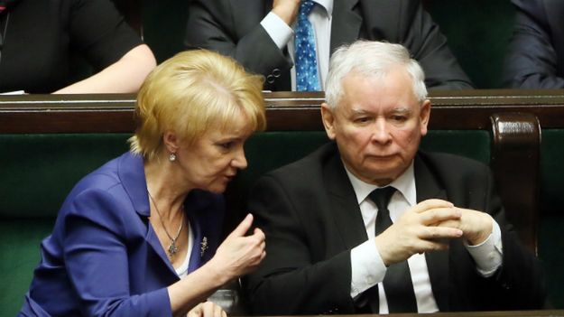 Posłanka Joanna Szczypińska i prezes PiS Jarosław Kaczyński