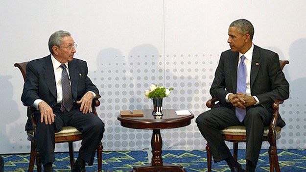 Prezydent Kuby Raul Castro i Prezydent USA Barack Obama