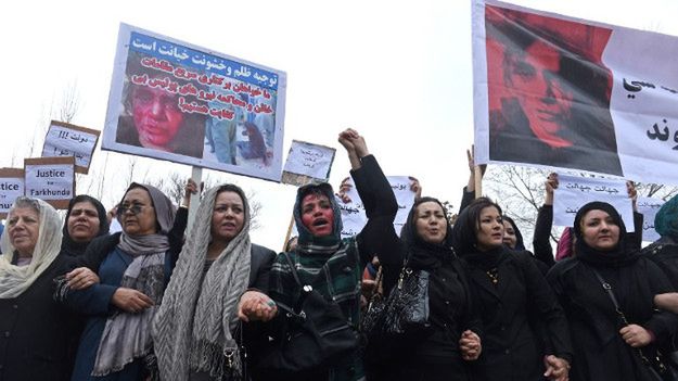 Protest Afganek domagających się sprawiedliwości za śmierć Farhondy; marzec 2015 r.