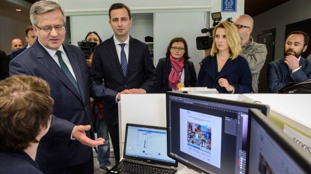 Prezydent Bronisław Komorowski i minister pracy i polityki społecznej Władysław Kosiniak-Kamysz w Centrum Przedsiębiorczości Smolna w Warszawie