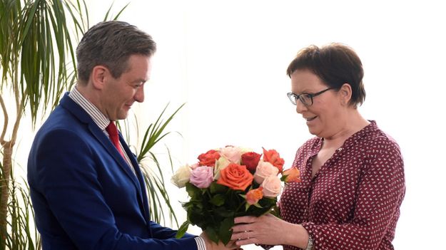 Premier Ewa Kopacz i prezydent Słupska Robert Biedroń