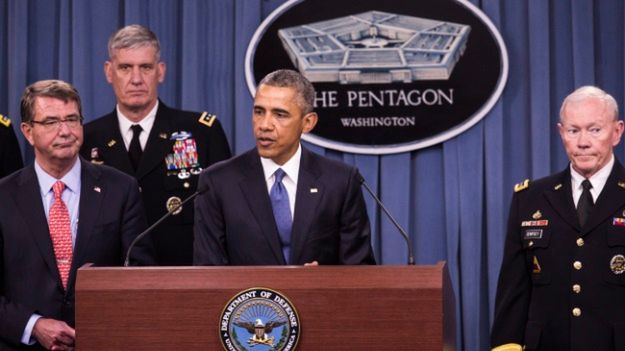 Barack Obama podczas wystąpienia w Pentagonie