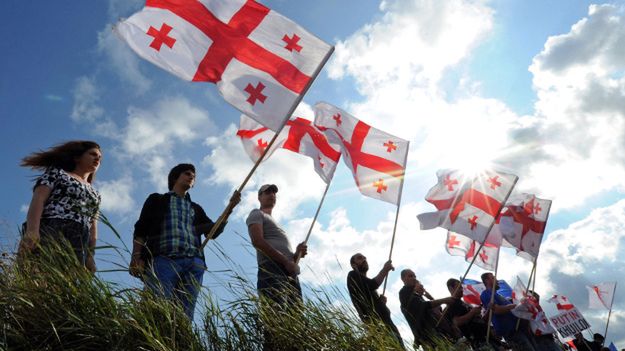 Gruzini protestują przeciwko aneksji terenów przez Rosję