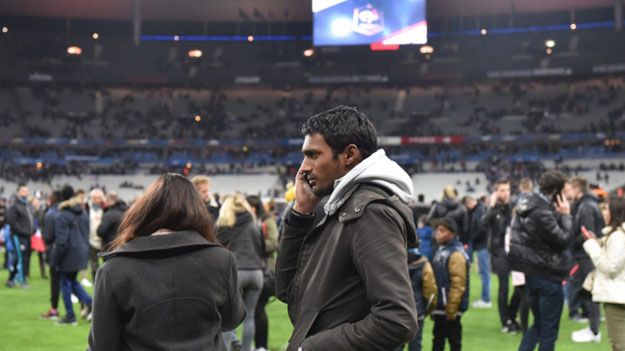 Kibicie na stadionie, gdzie rozgrywany był mecz Niemcy - Francja