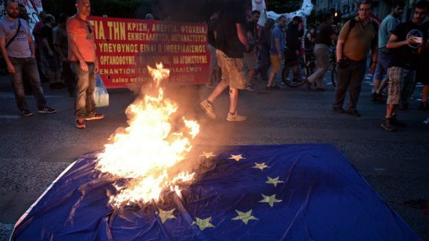 Antyunijny protest w Grecji