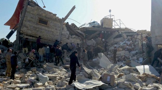 Zniszczony szpital wspierany przez MSF; prowincja Idlib, luty 2016 r.