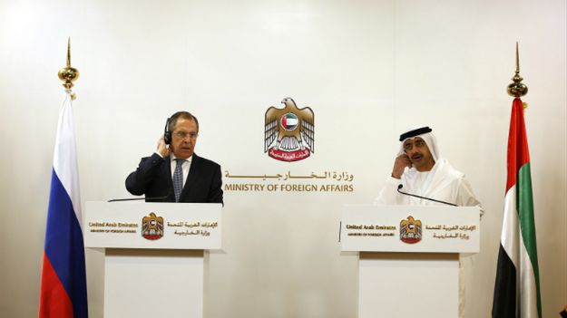 Ministrowie spraw zagranicznych Rosji i ZEA. Od lewej: Sergiej Ławrow i Abdullah bin Zayed bin Sultan Al Nahyan
