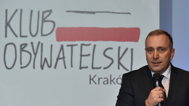 Przewodniczący PO Grzegorz Schetyna podczas ogólnopolskiej inauguracji Klubów Obywatelskich w Krakowie.