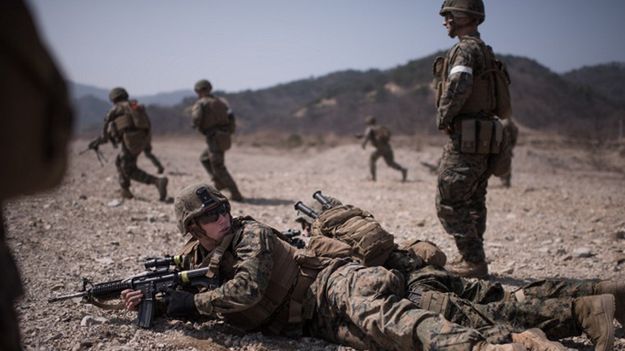 Amerykańscy żołnierze podczas ćwiczeń w Korei Płd.