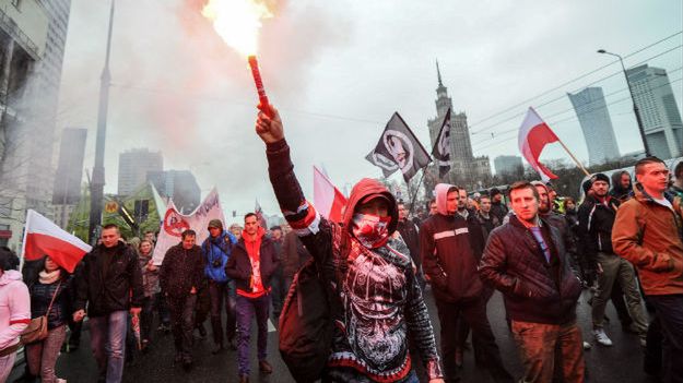 Manifestacja ONR "Polacy przeciwko imigrantom" w Warszawie, 10 kwietnia 2016 r.