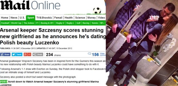 Brytyjskie tabloidy piszą o Marinie i Szczęsnym!