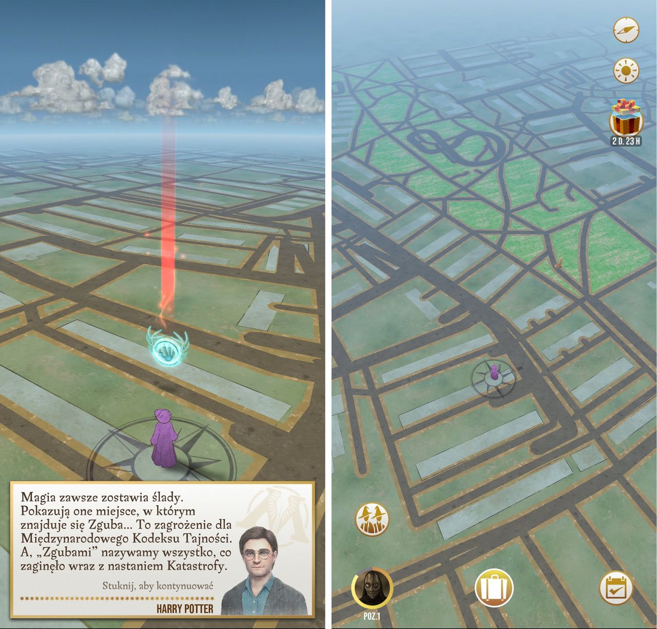 Mapa wygląda podobnie do tej w Pokemon Go, ale ma bardziej tajemniczy klimat