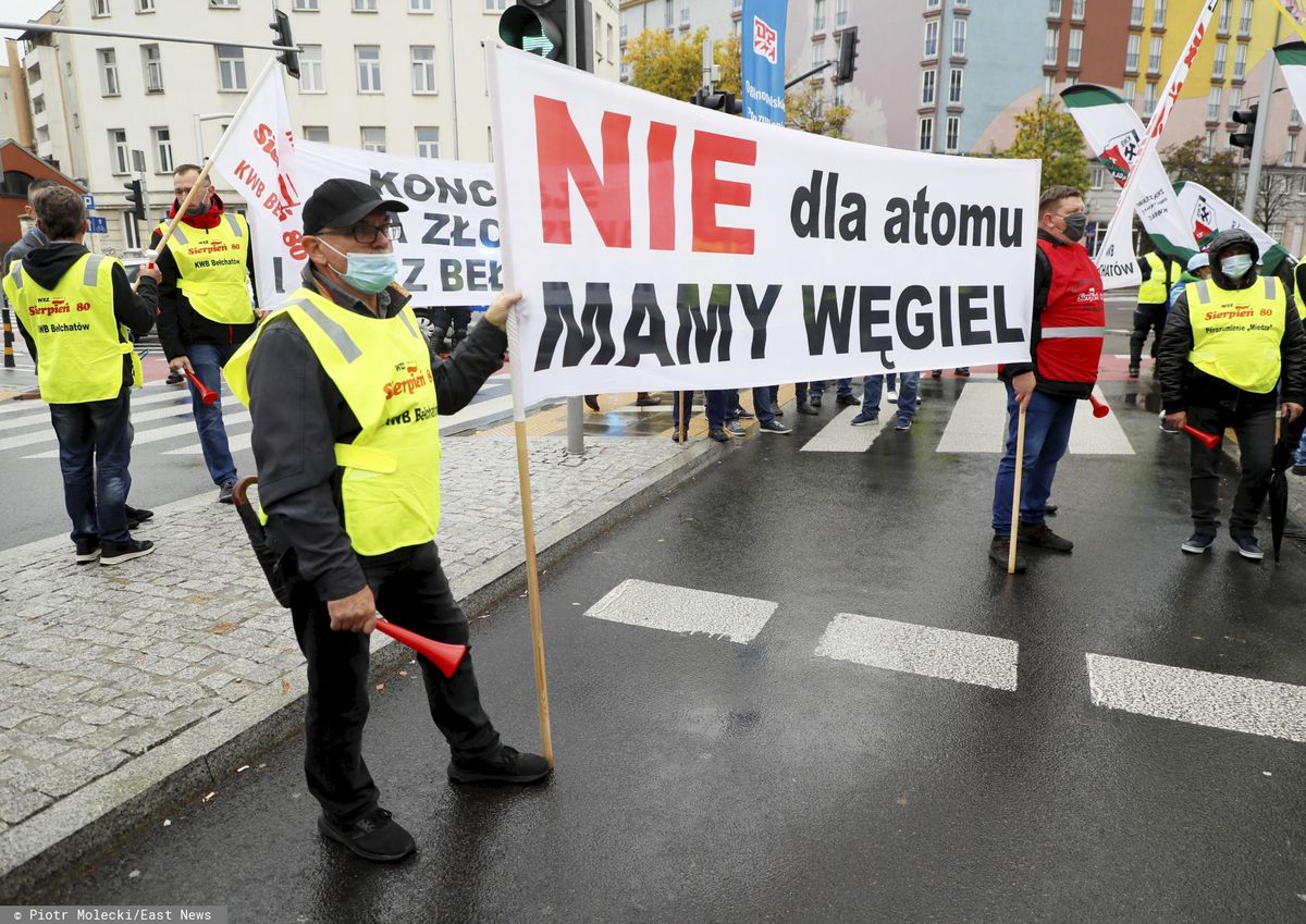 Warszawa. Protest górników