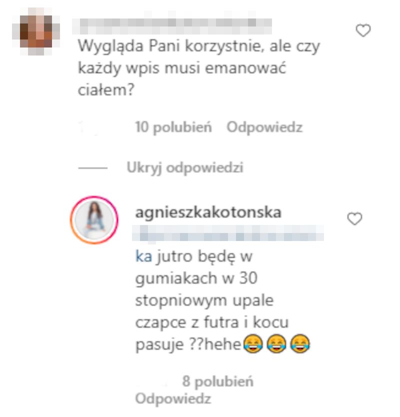 Spięcie Agnieszki Kotońskiej z fanką na Instagramie