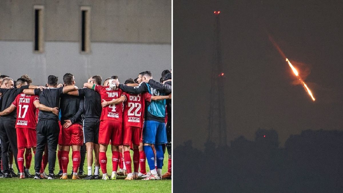 Zdjęcie okładkowe artykułu: Instagram / hbsfc/PAP/EPA/ATEF SAFADI / Na zdjęciu: piłkarze Hapoelu i rakiety wystrzelone w kierunku Izraela