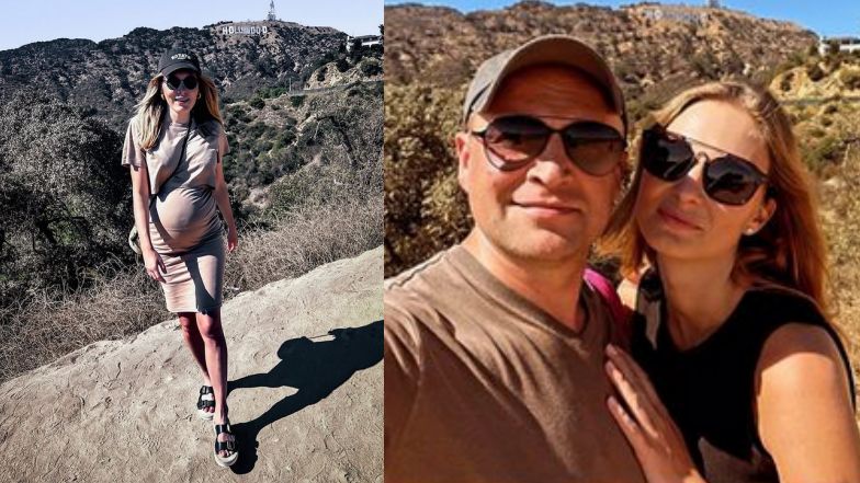 Magdalena Lamparska z Piotrem Adamczykiem i jego żoną w Los Angeles