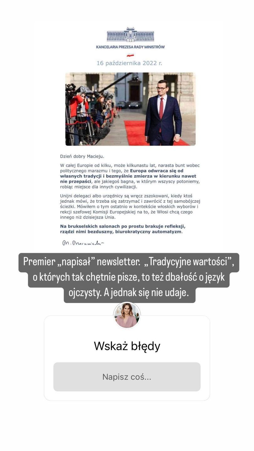Błędy w e-mailu Mateusza Morawieckiego