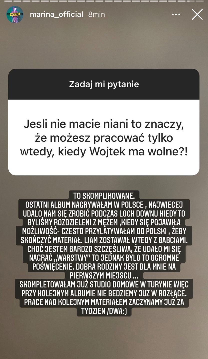 Marina opowiedziała o braku niani