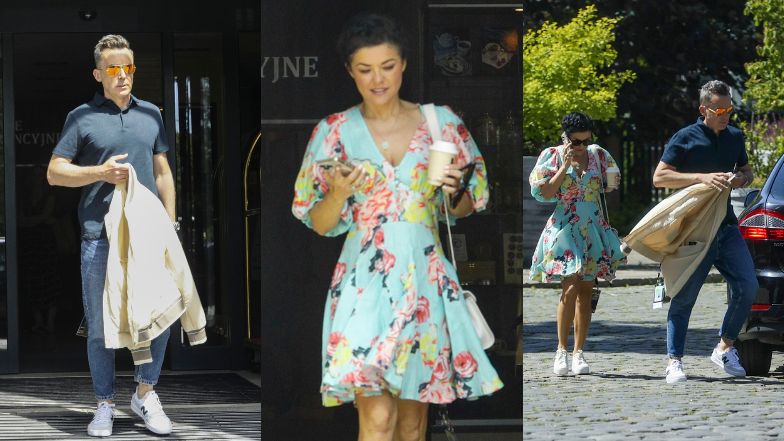 Katarzyna Cichopek i Maciej Kurzajewski wychodzą z hotelu i jadą na próby przed koncertem w Opolu