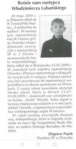 Artykuł z Biuletynu Informacyjnego Gminy Drawsko, 2009