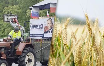 Rolnicy blokują "krajówkę". Promują Nawrockiego i żądają zmian w UE