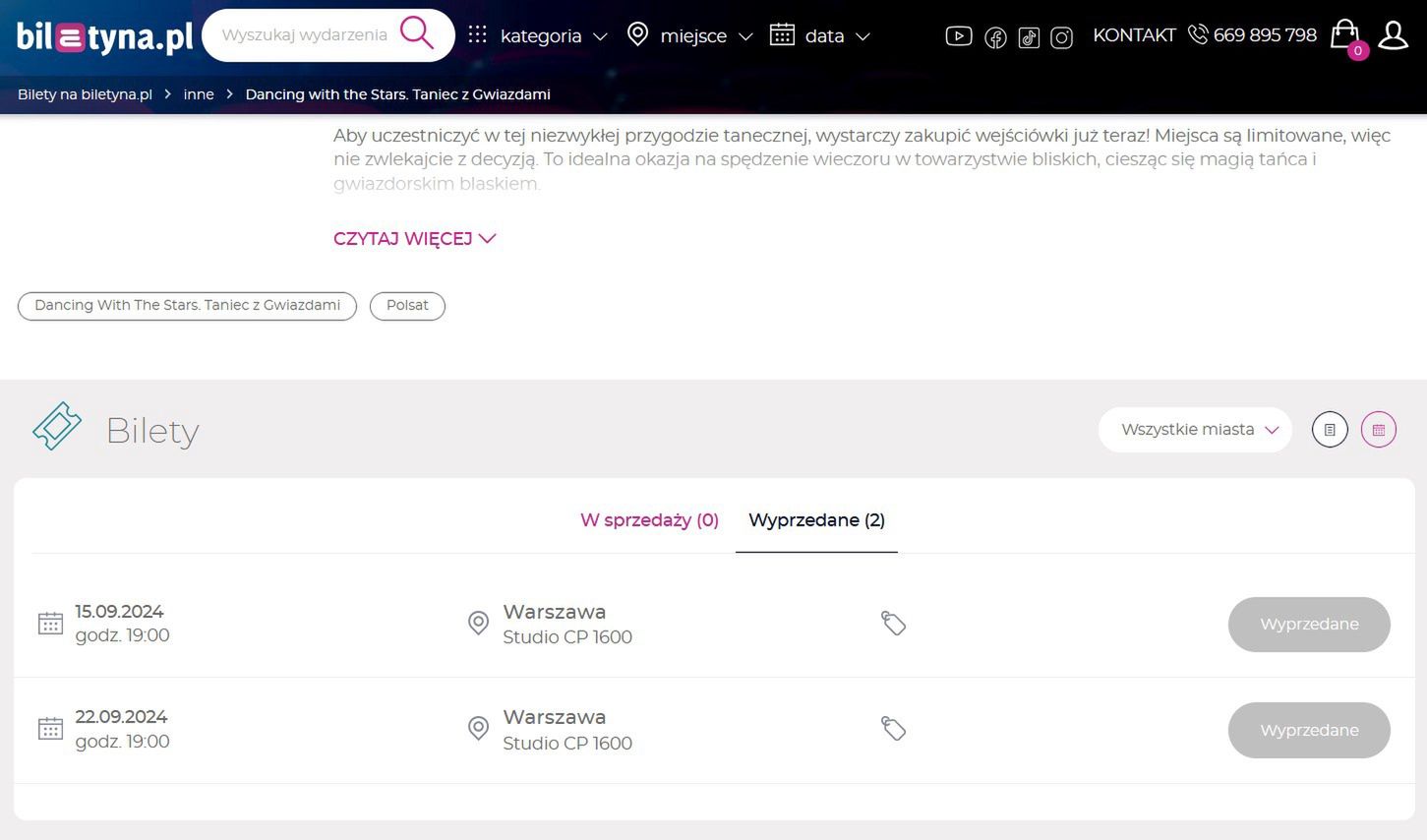 Sprzedaż biletów na widownię "Tańca z Gwiazdami"