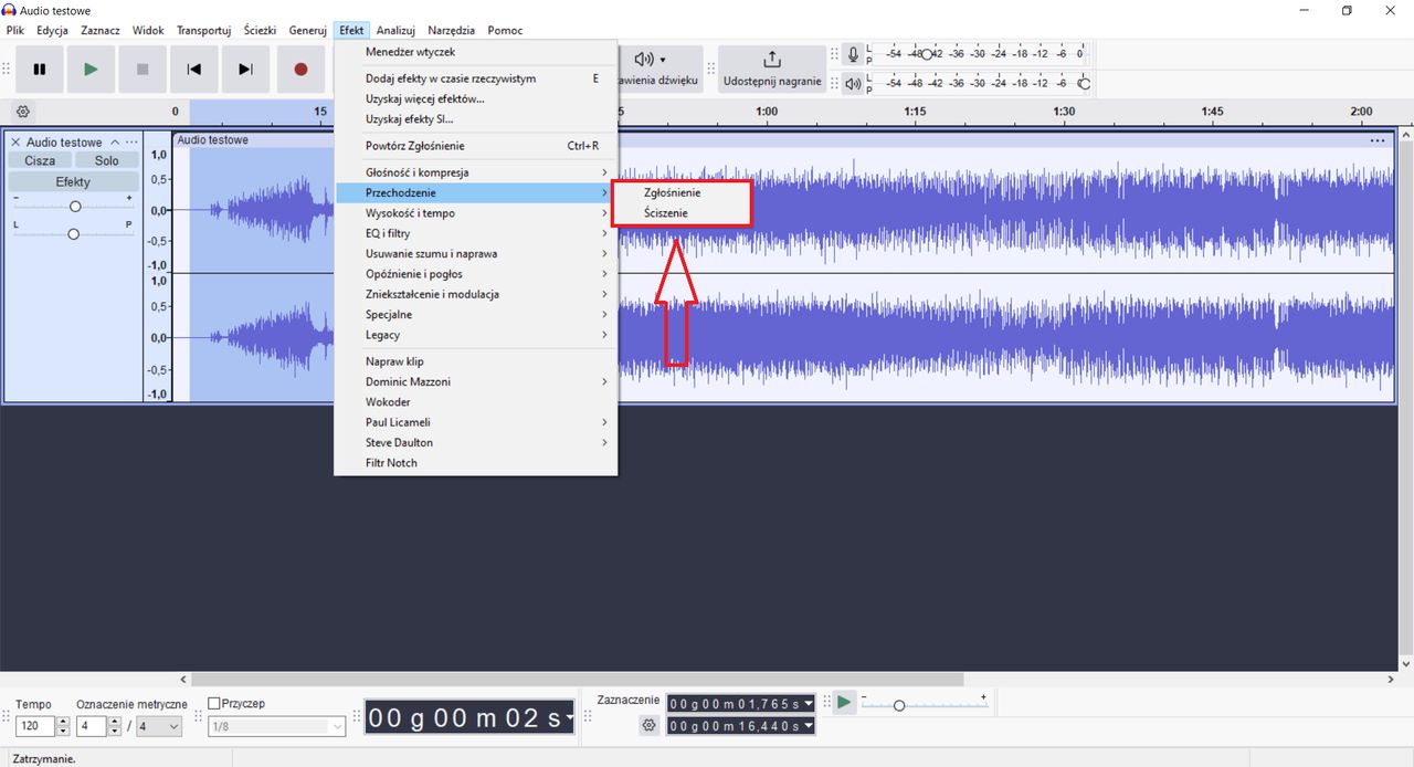 Jak usunąć fragment ścieżki audio w Audacity?