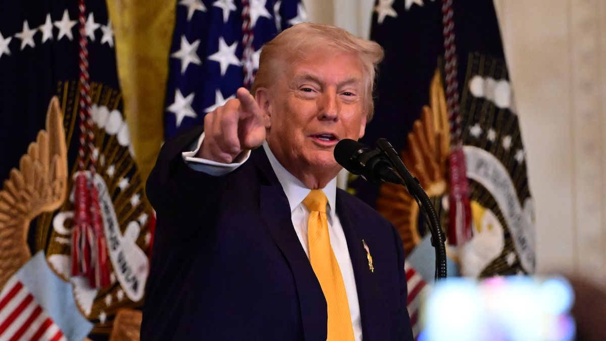 WASHINGTON, UNITED STATES - FEBRUARY 18: United States President Donald J. Trump delivers remarks during a Black History Month Reception at the White House in Washington, United States, on February 18, 2026. (Photo by Kyle Mazza/Anadolu via Getty Images)