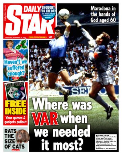 "Daily Star" - kontrowersyjna okładka po śmierci Maradony