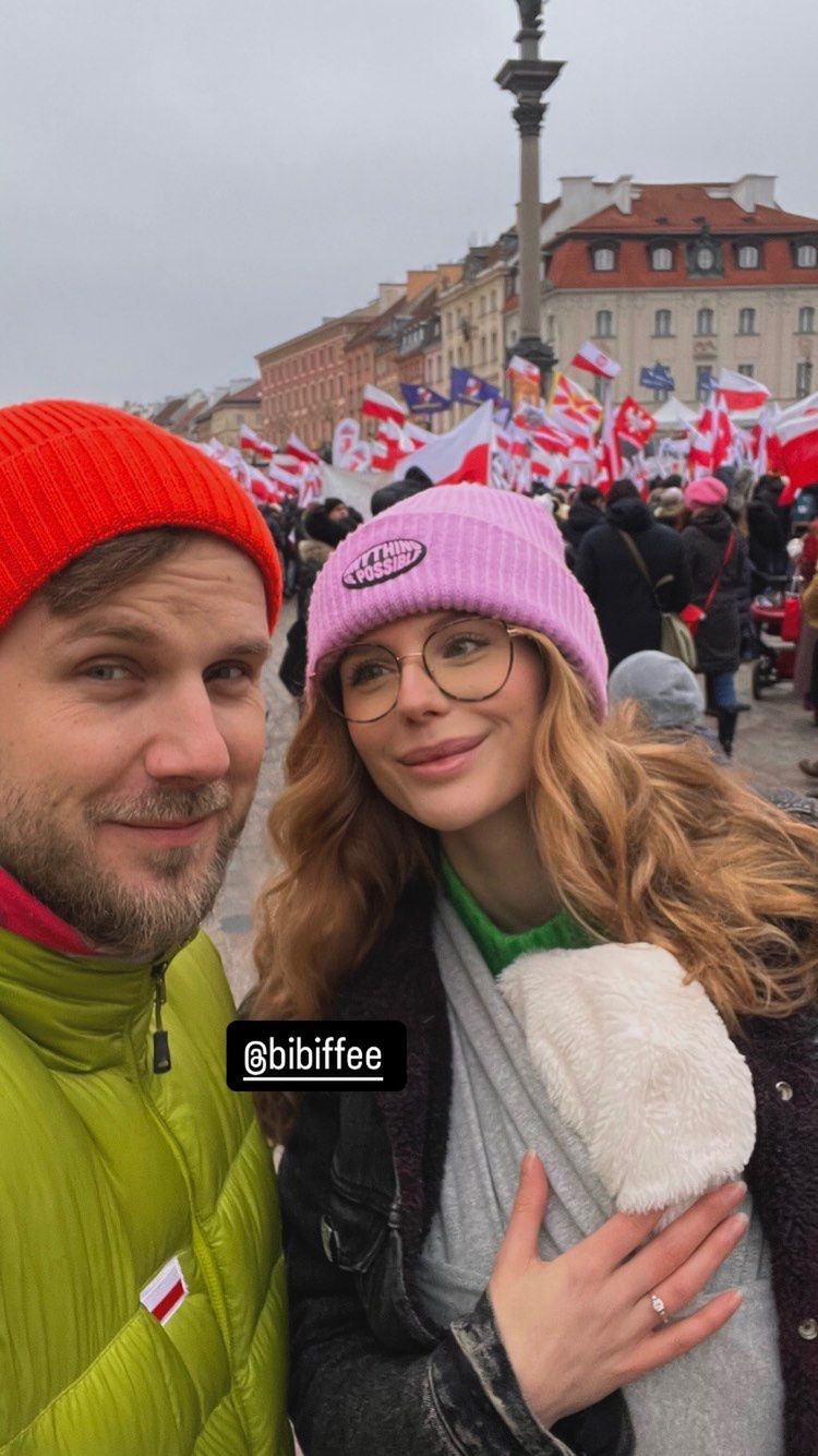 Antoni Królikowski i Izabela na proteście