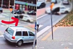 Sceny pod dworcem PKP. Taksówka ruszyła na ulicę bez kierowcy