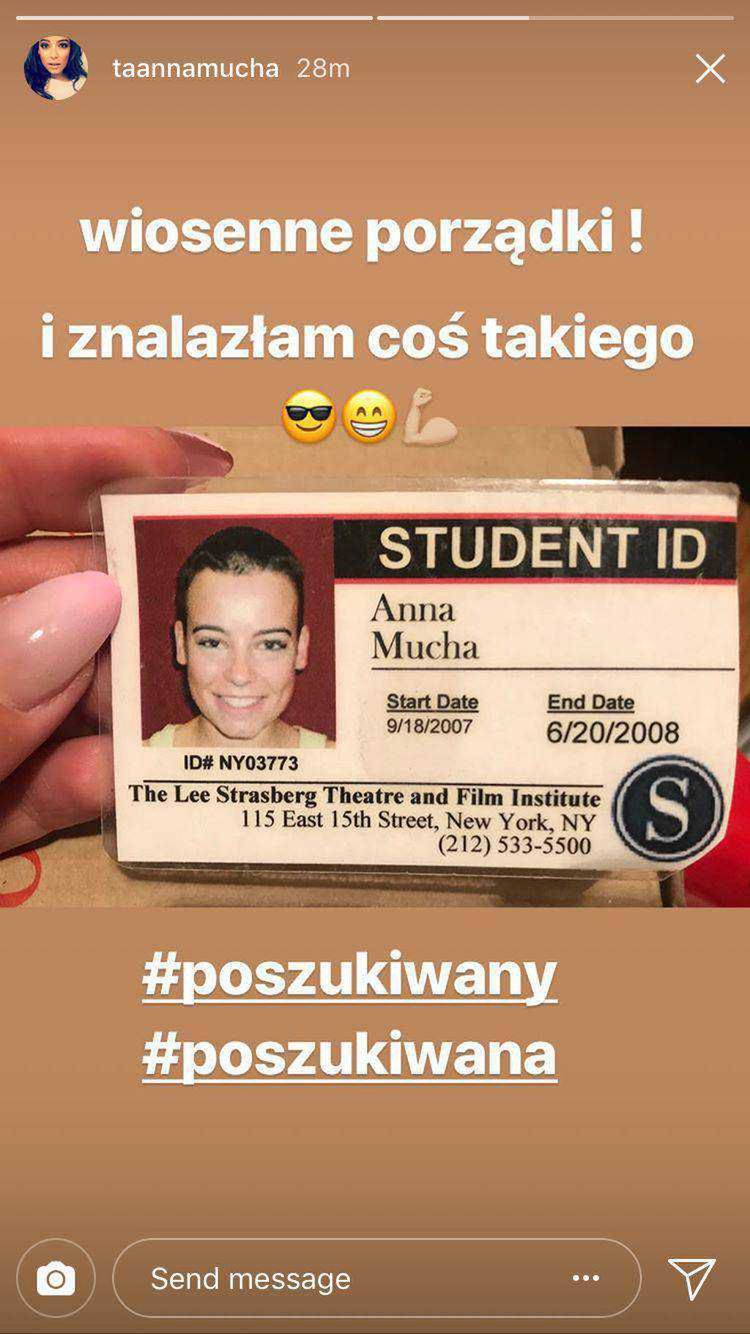 Anna Mucha ogoliła głowę na chłopaka w 2007 roku. Karta studenta Lee Strasberg Theatre and Film Institute