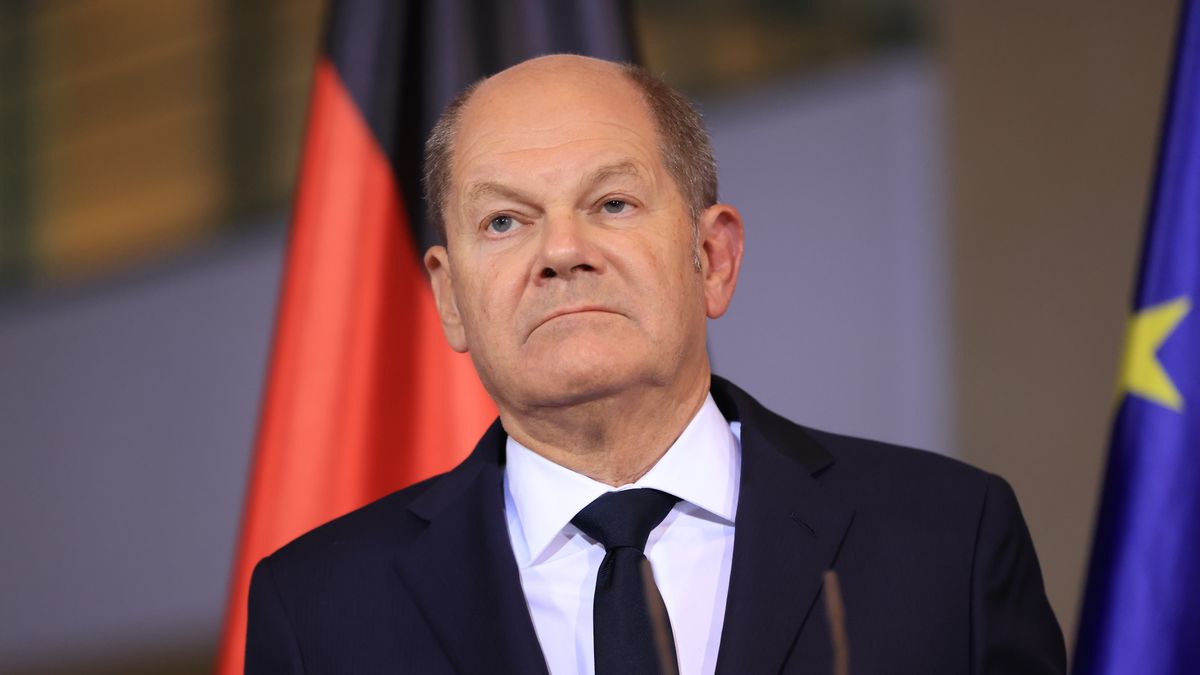 Olaf Scholz, Germany's chancellor, during a news conference at the Chancellery in Berlin, Germany, on Monday, Nov. 4, 2024. Ukraine claims to have engaged North Korean troops in the Kursk region for the first time. Photographer: Krisztian Bocsi/Bloomberg via Getty Images