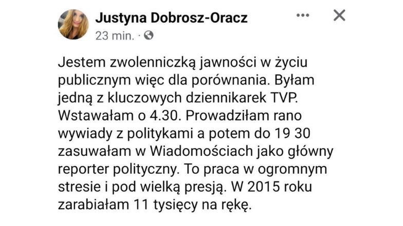 Justyna Dobrosz-Oracz zdradza, ile zarabiała w TVP