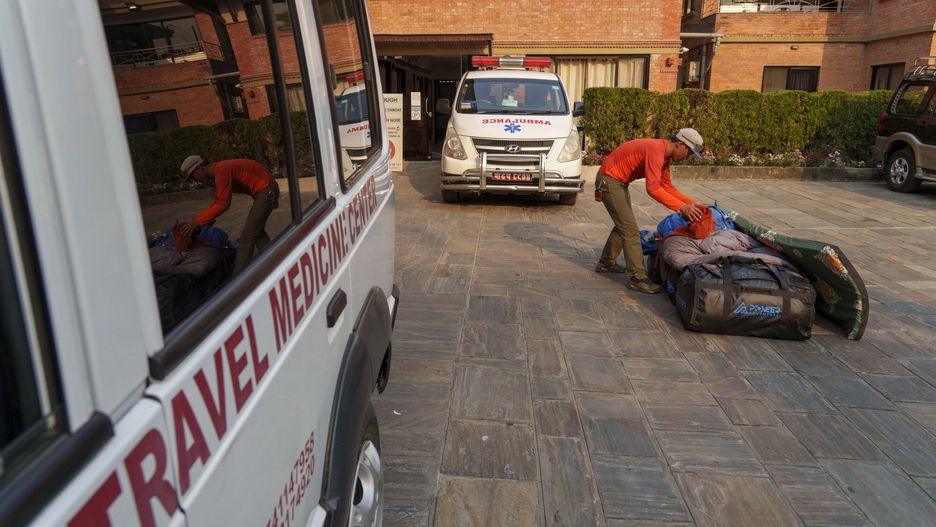 Temporary
A man unloads belongings of an Indian climber who was rescued from Annapurna mountain region in  Kathmandu, Nepal, Tuesday, April 18, 2023. An Irish climber died and an Indian is missing after falling into a crevasse in two separate incidents on Mount Annapurna, the world's 10th highest mountain, an expedition organizer said Tuesday. (AP Photo/Niranjan Shrestha)
Niranjan Shrestha