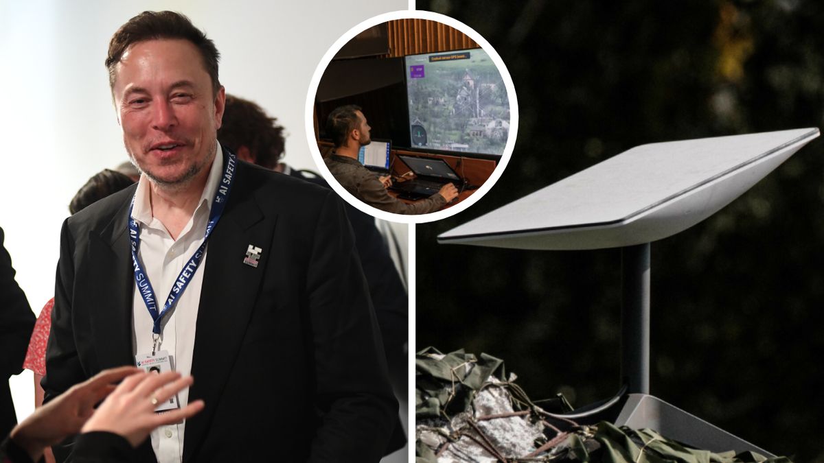 Członek specjalnej ukraińskiej jednostki wojskowej obsługującej drony zwiadowcze sprawdza na ekranie pozycje sił rosyjskich przy użyciu technologii Starlink w nieujawnionej lokalizacji w Donbasie