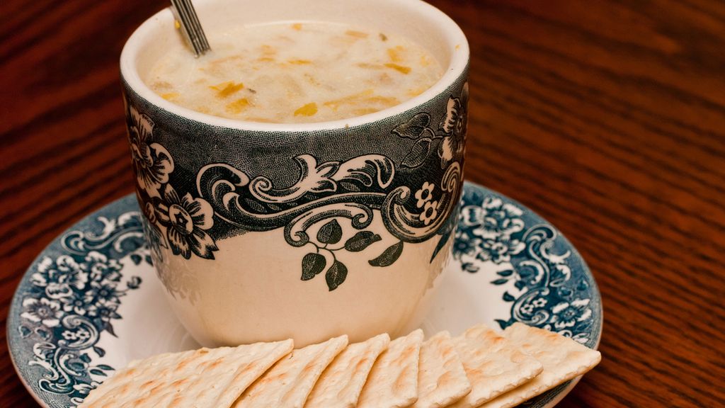 Zupa krem z kurczaka przygotowana z dodatkiem mleka 1:1