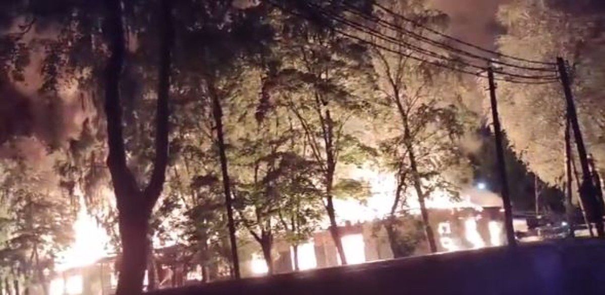 Pożar wojskowych baraków pod Moskwą