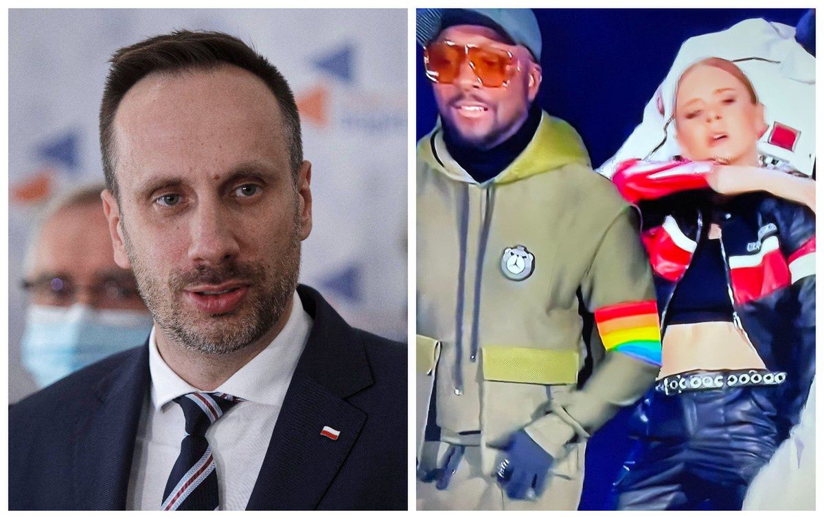 Po lewej na zdjęciu Janusz Kowalski, po prawej kadr z sylwestrowego koncertu Black Eyed Peas