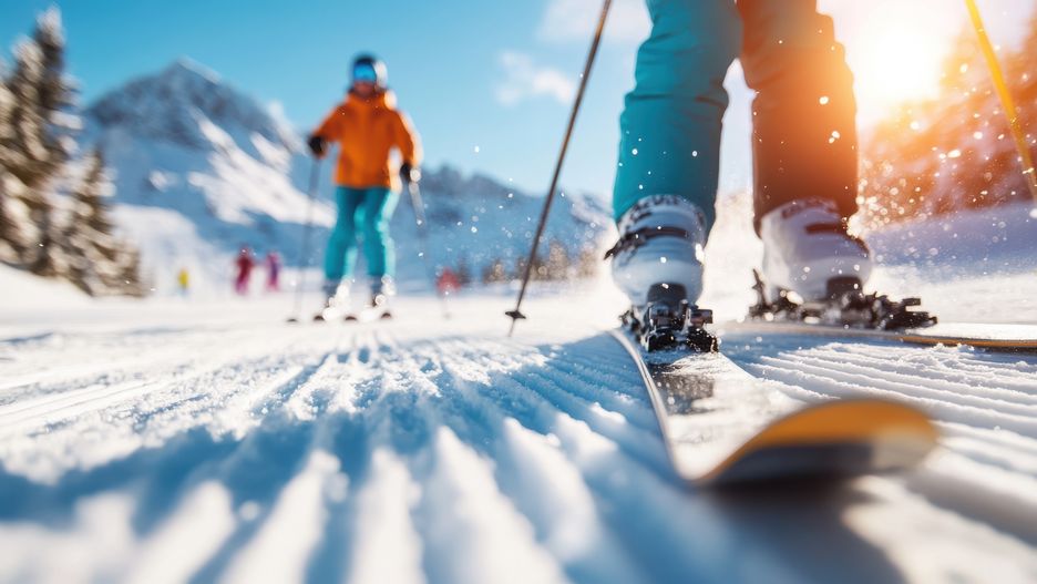 narty, narciarz, stok